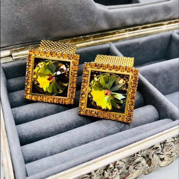 Mens Cufflinks 1960s RARE Heliotrope Austrian Crystal - Picture 3 of 15